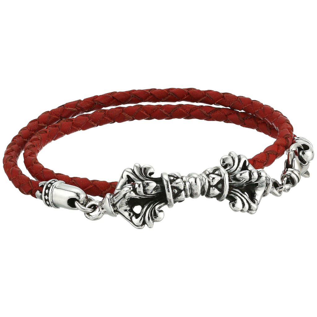 King Baby Double Wrap Red Leather Braid Twin Vajra Clasp