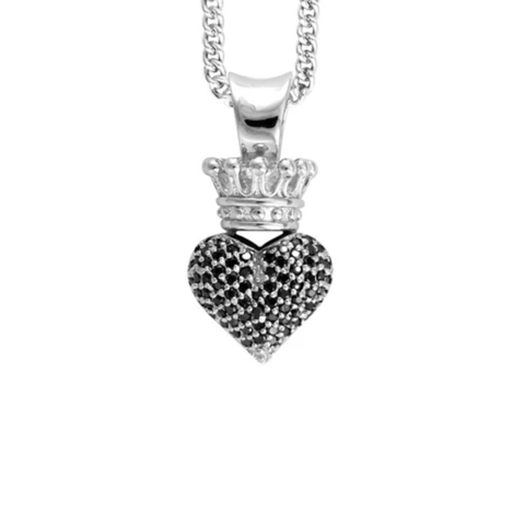King Baby CZ Crowned Heart Motif Necklace