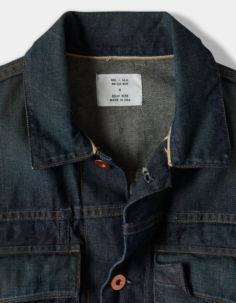 Billy Reid Mens Copper Button Selvedge Denim Clayton Jacket