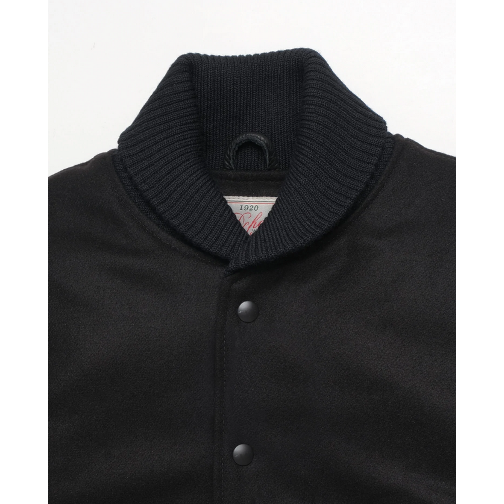 DEHEN Leather & Wool Varsity Jacket - Black