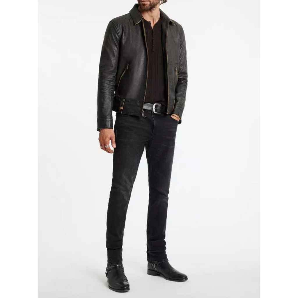 John Varvatos Lionel Leather Shirt Jacket in Black for Men | Lyst