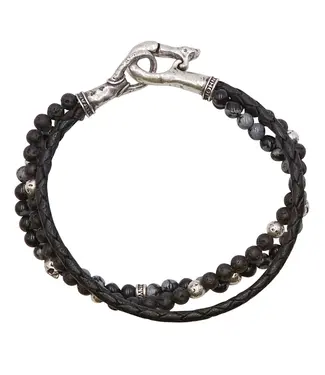 John Varvatos John Varavtos Triple Strand /Obsidian Bead Braclet