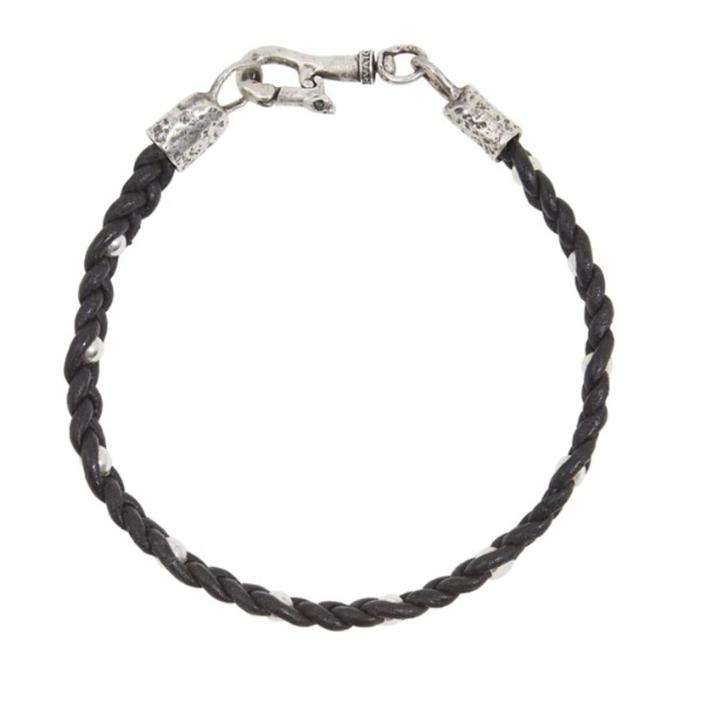John Varvatos John Varvatos Leather Braided Single Strand Bracelet