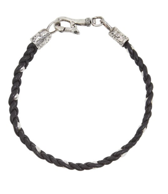 John Varvatos John Varvatos Leather Braided Single Strand Bracelet