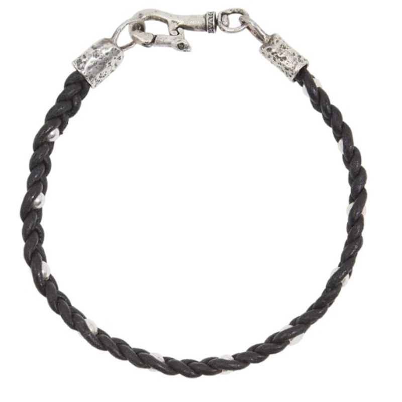 John Varvatos John Varvatos Leather Braided Single Strand Bracelet