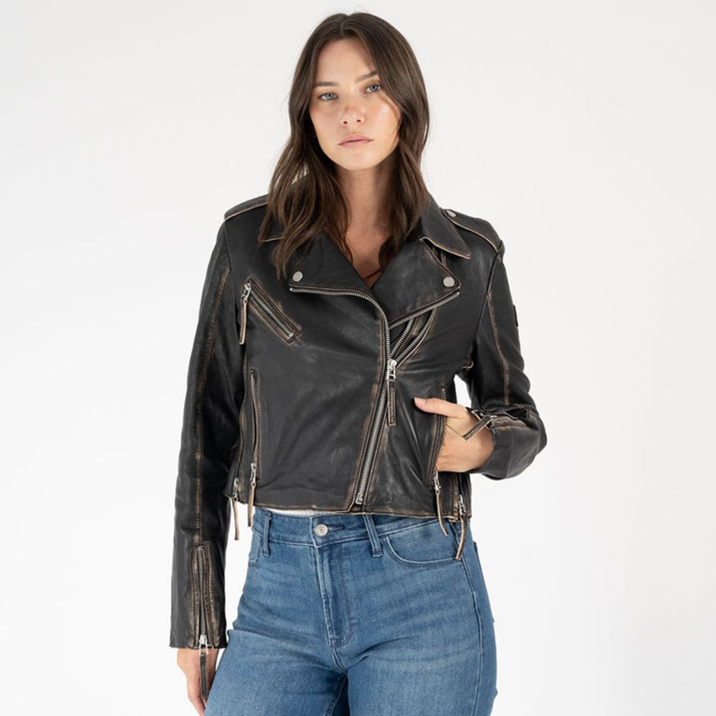 MAURITIUS Sharon Antique Crop Moto Jacket