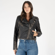 MAURITIUS Sharon Antique Crop Moto Jacket