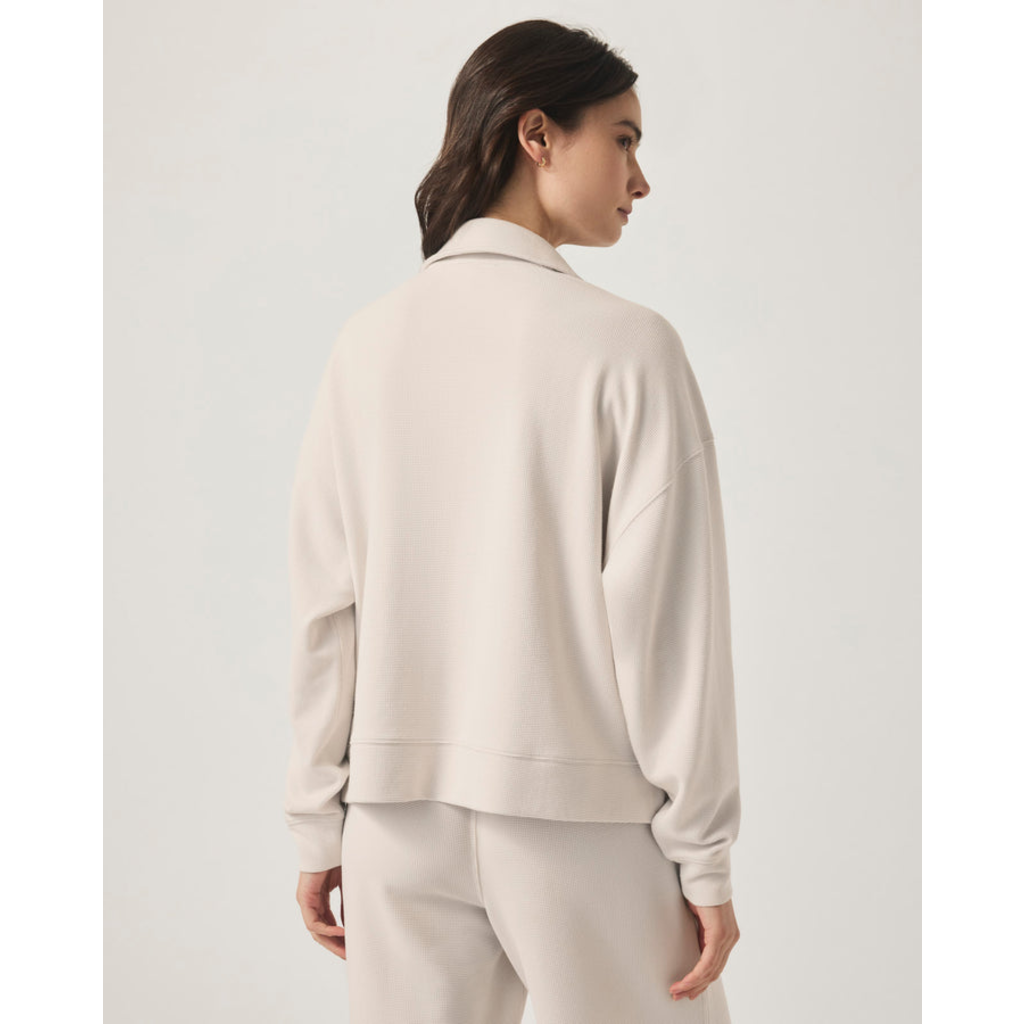 Ladies SPLENDID Splendid Waffle Scuba Polo Sweatshirt