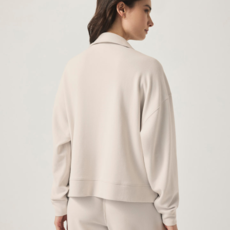 Ladies SPLENDID Splendid Waffle Scuba Polo Sweatshirt