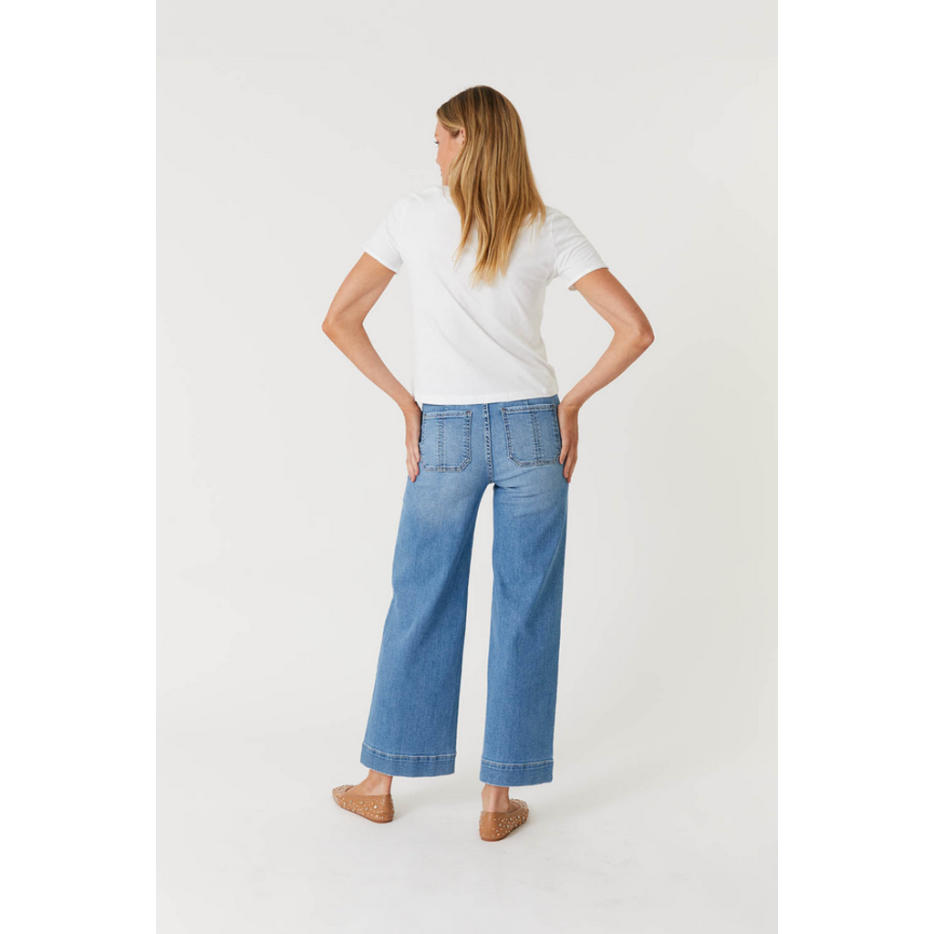 Ladies Level 99 Level 99 Camille Exposed Button Wide Leg