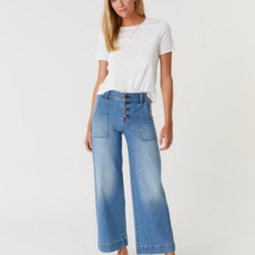 Ladies Level 99 Level 99 Camille Exposed Button Wide Leg