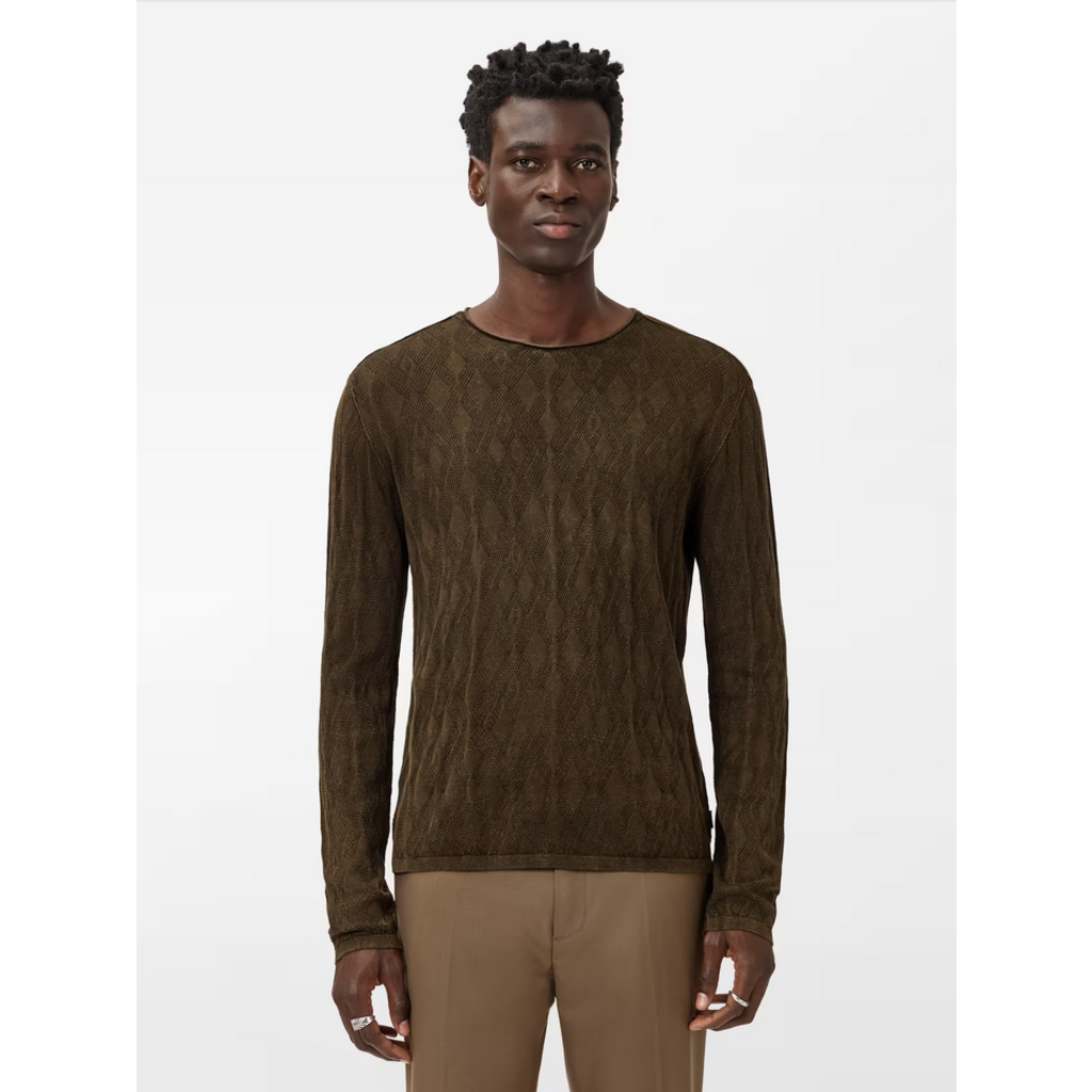 John Varvatos John Varvatos Brycen LS Broken Argyle Crew