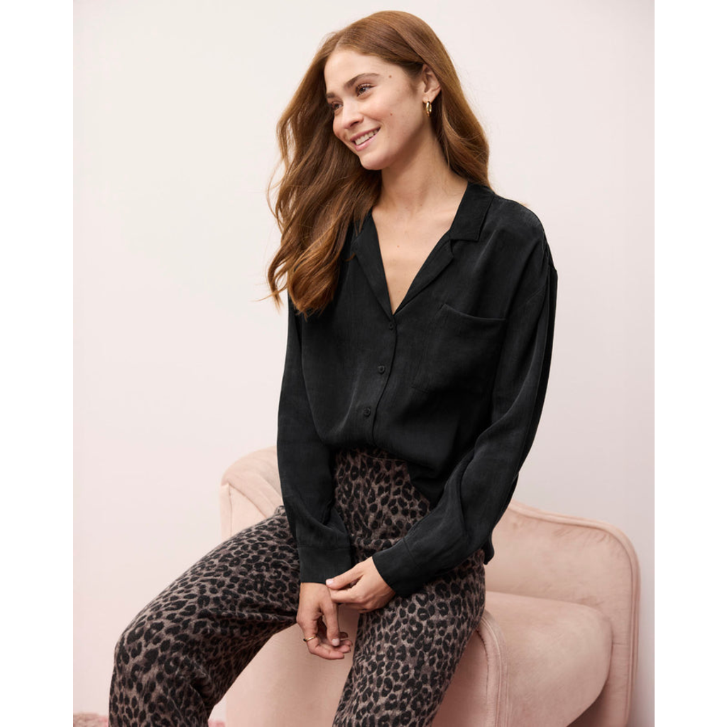 Ladies SPLENDID Splendid Serena Satin LS Blouse