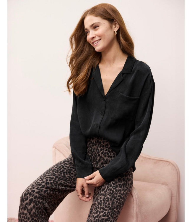 Ladies SPLENDID Splendid Serena Satin LS Blouse