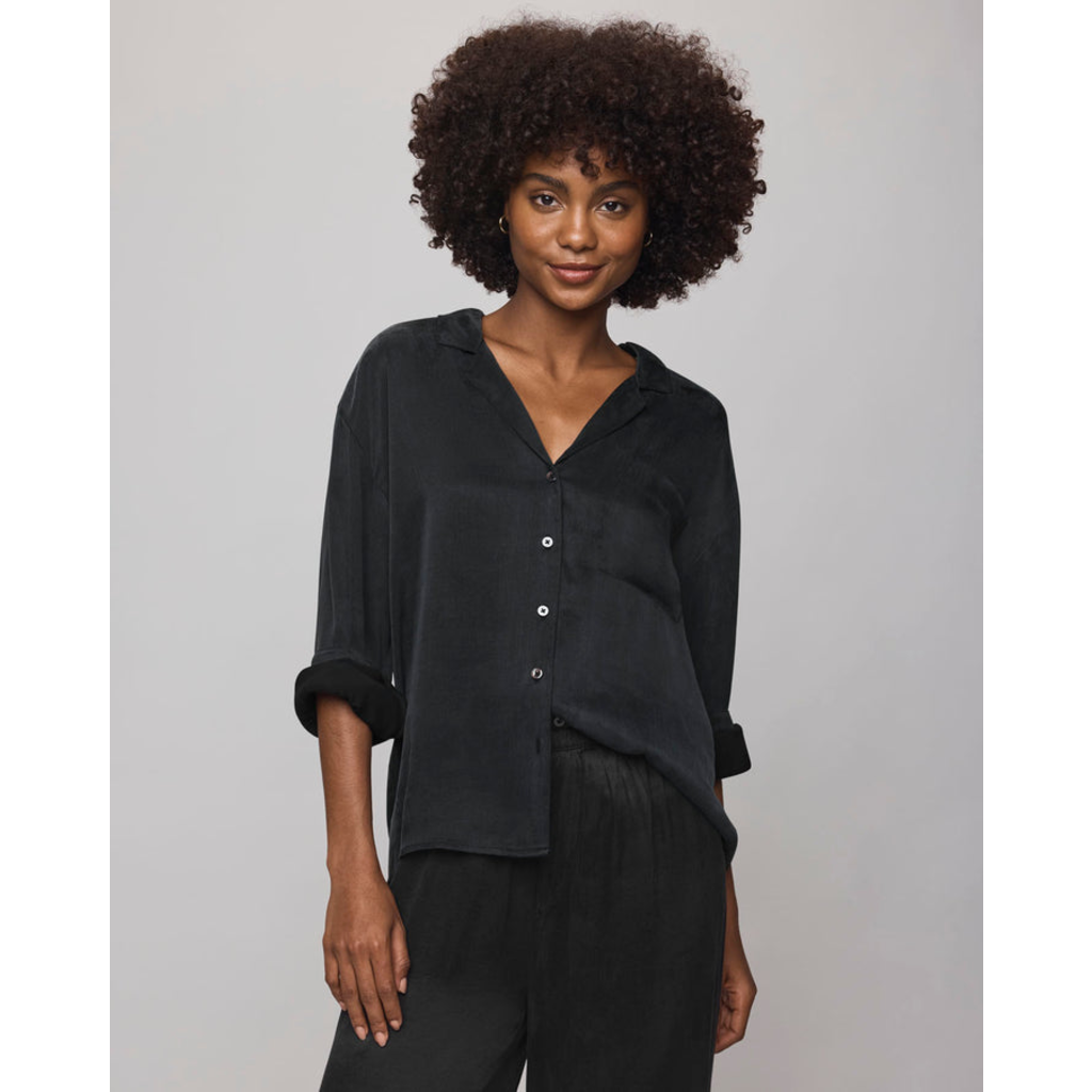 Ladies SPLENDID Splendid Serena Satin LS Blouse