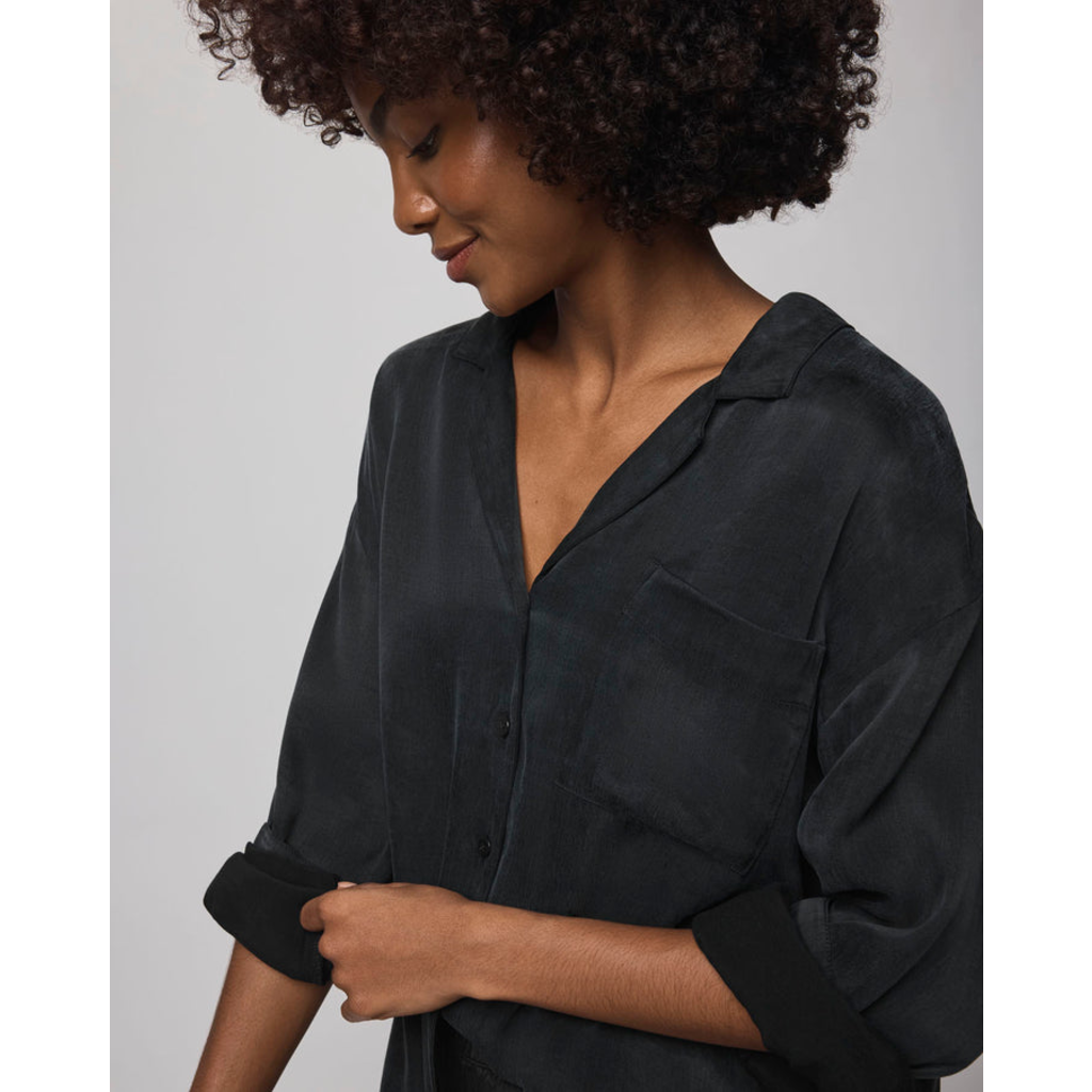 Ladies SPLENDID Splendid Serena Satin LS Blouse