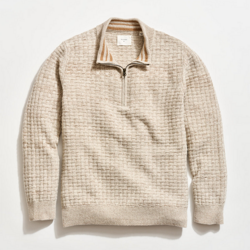 Billy Reid Billy Reid Basketweave Merino Half Zip