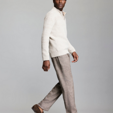 Billy Reid Billy Reid Basketweave Merino Half Zip