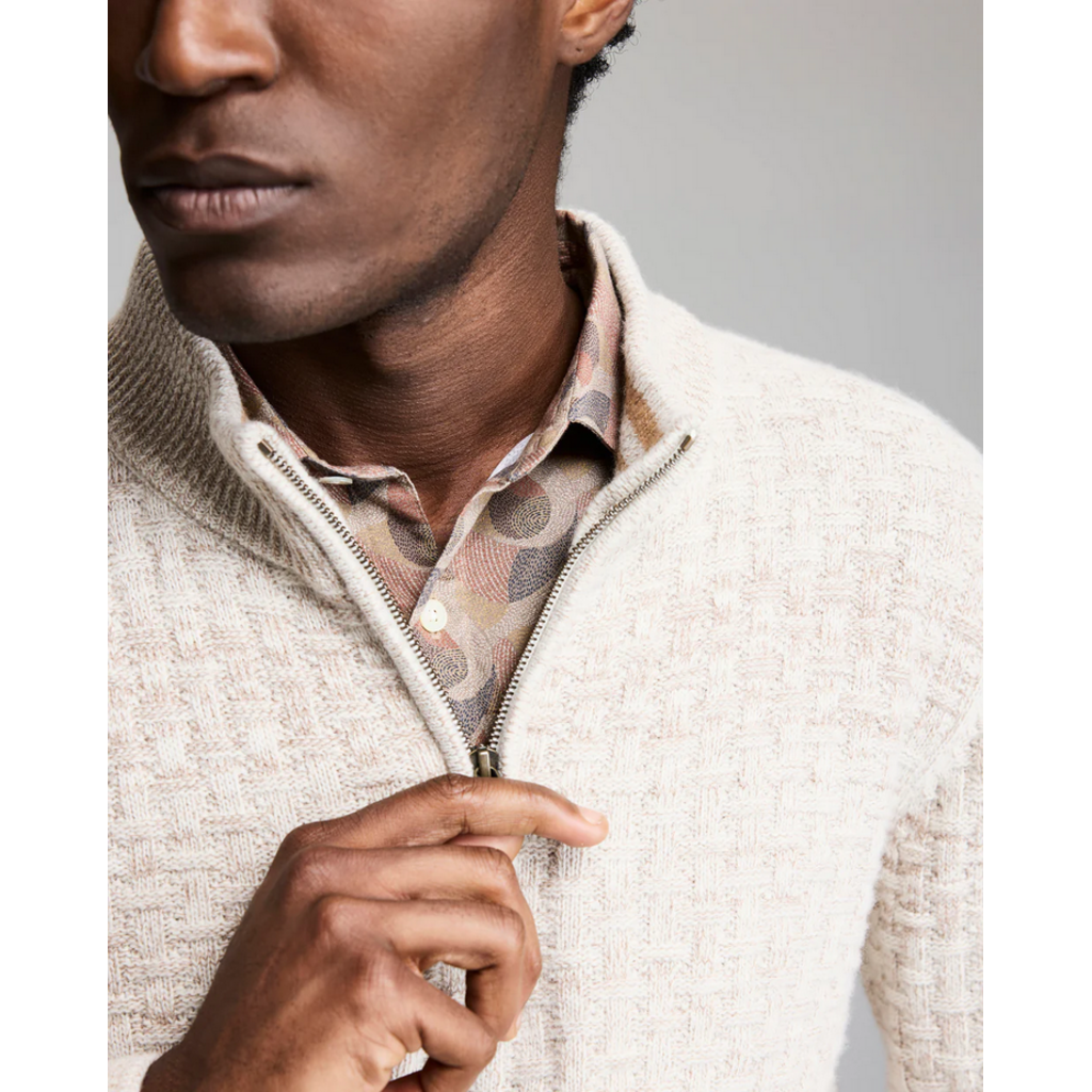 Billy Reid Billy Reid Basketweave Merino Half Zip
