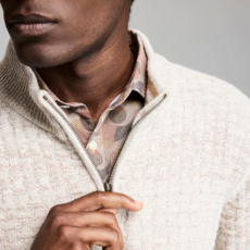 Billy Reid Billy Reid Basketweave Merino Half Zip