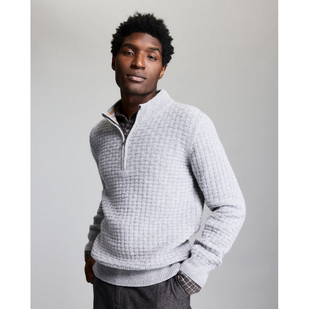 Billy Reid Billy Reid Basketweave Merino Half Zip