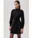 Ladies EXQUISE EXQUISE Fiori Black Faux Leather Mini Shirt Dress