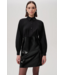 Ladies EXQUISE EXQUISE Fiori Black Faux Leather Mini Shirt Dress