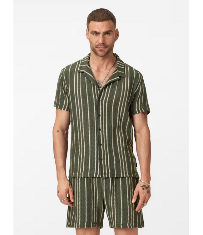 John Varvatos John Varvatos Elias Texture Stripe Camp Shirt