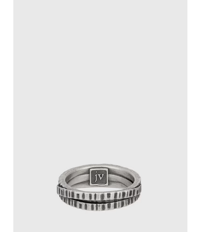 John Varvatos John Varvatos Notched Texture Silver Twist Ring