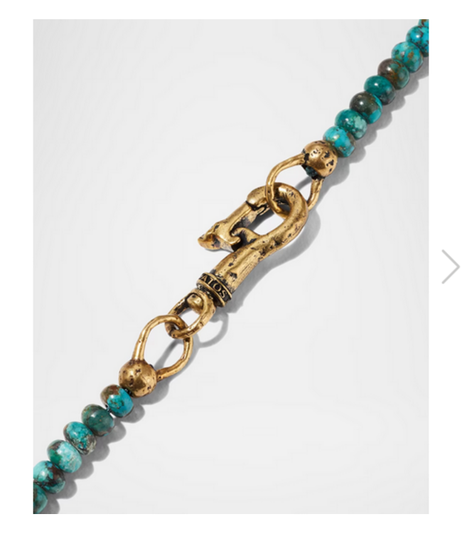 John Varvatos John Varvatos Turquoise Bead Brass Clasp Necklace