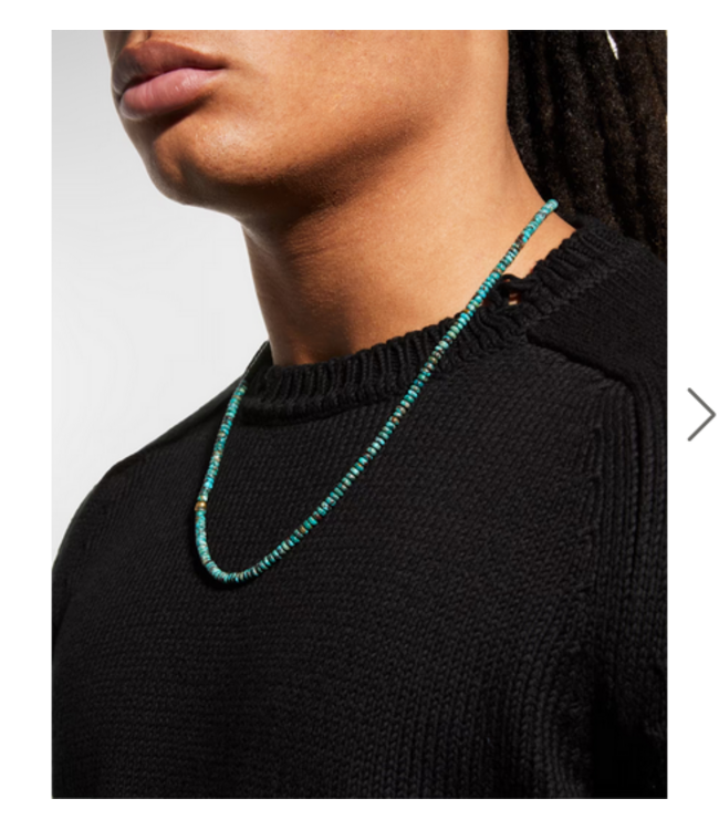 John Varvatos John Varvatos Turquoise Bead Brass Clasp Necklace