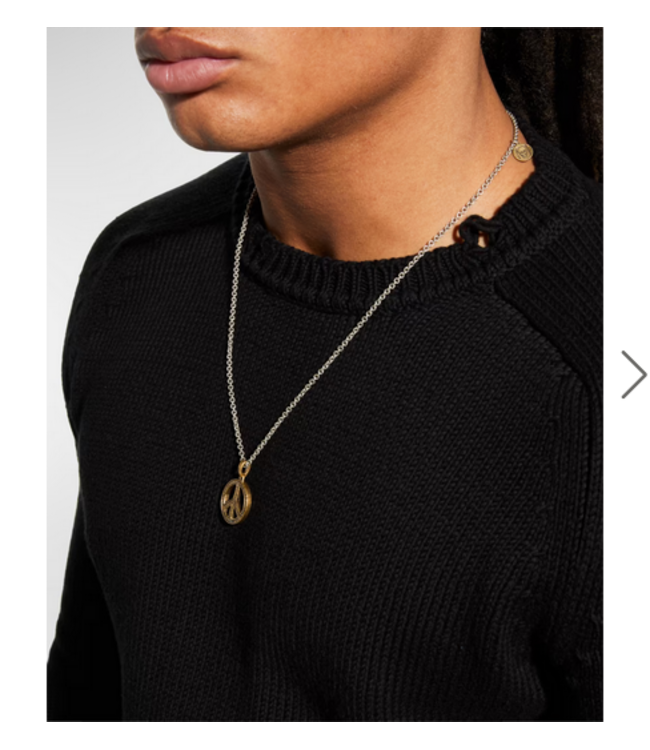 John Varvatos John Varvatos Peace Sign Distressed Necklace