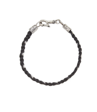John Varvatos John Varvatos Braided Leather Silver Ball Bracelet