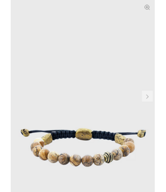 John Varvatos John Varvatos Cabochon Jasper Bead Adjustable Bracelet