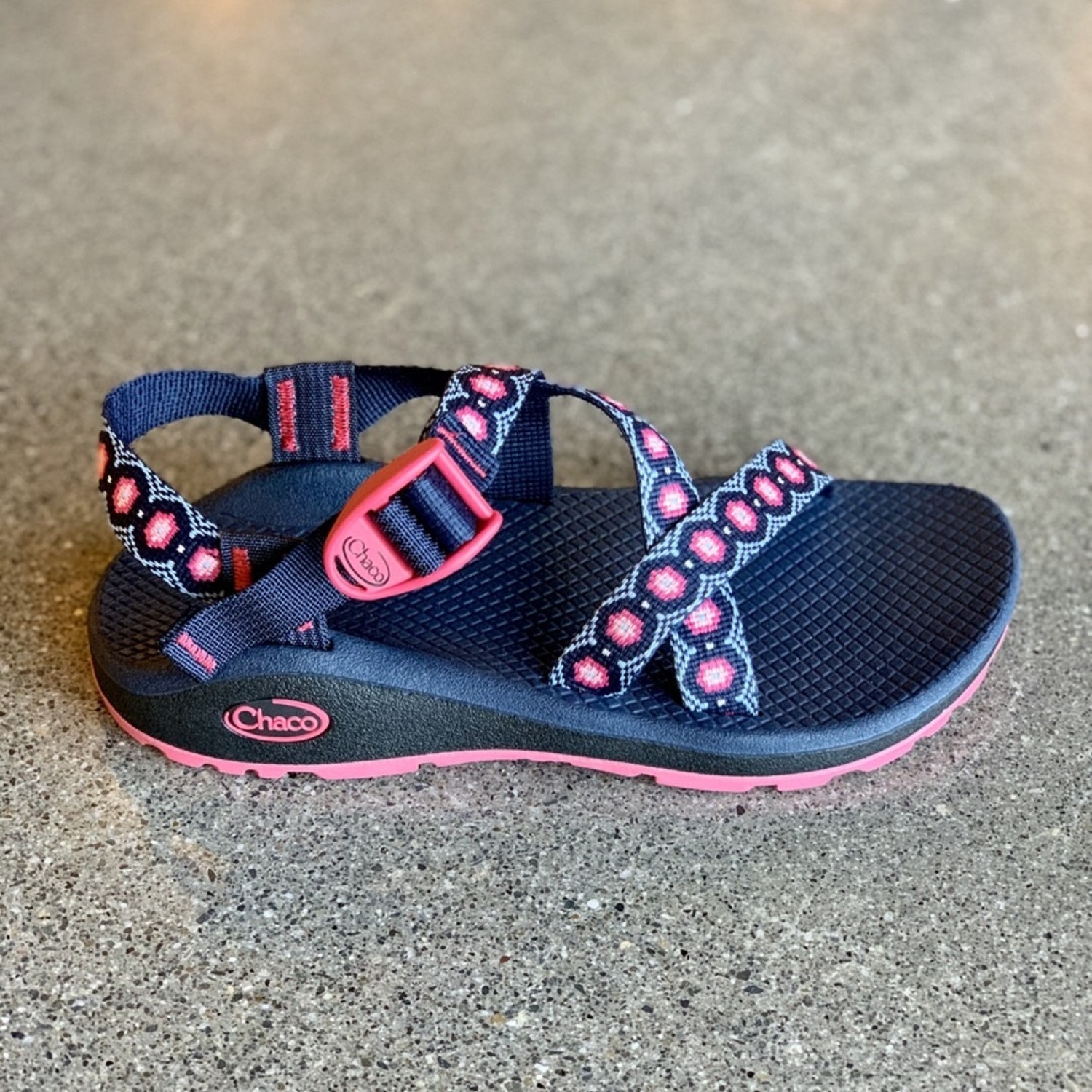 blue and pink chacos