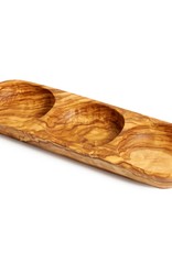 OLIVE WOOD THREE SECTION TRAY