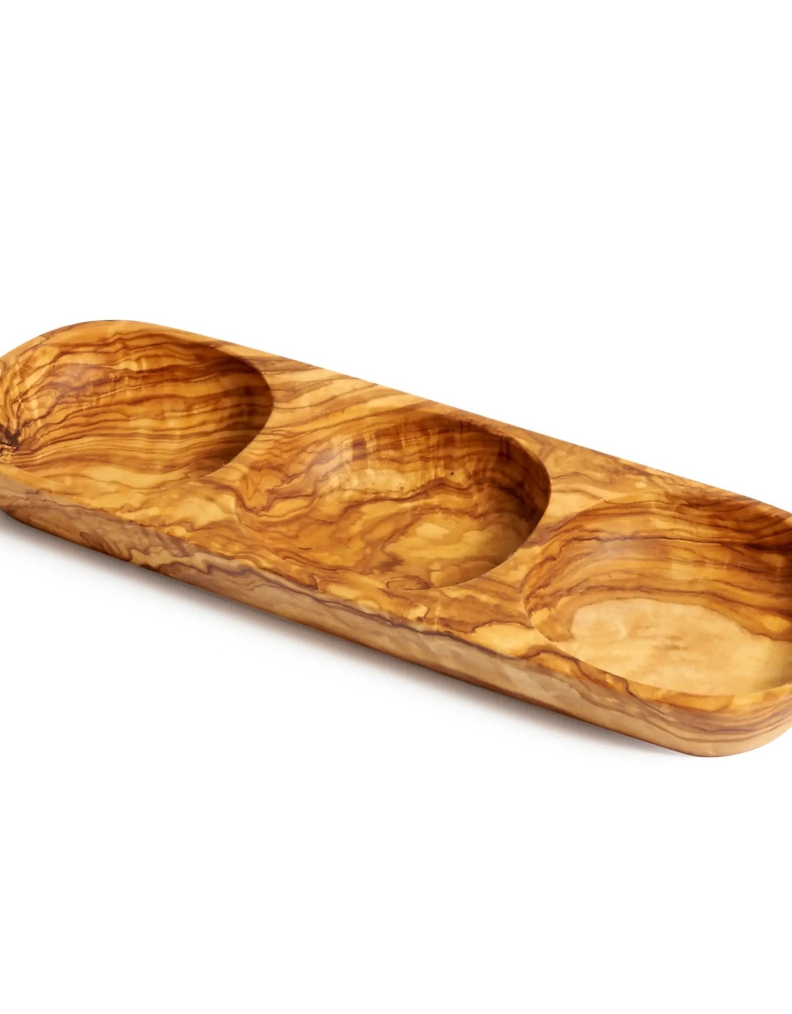 OLIVE WOOD THREE SECTION TRAY