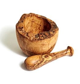 OLIVE WOOD FREE FORM MORTAR & PESTLE 5.5"