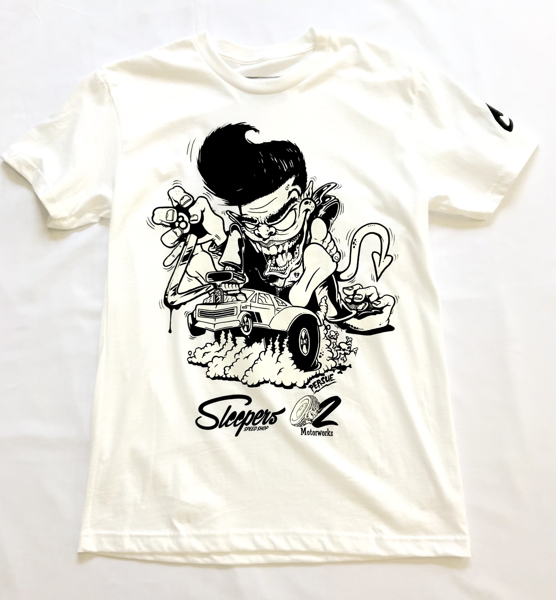 Dragstrip Riot tee shirt Sleepers x Oni motorworks - White