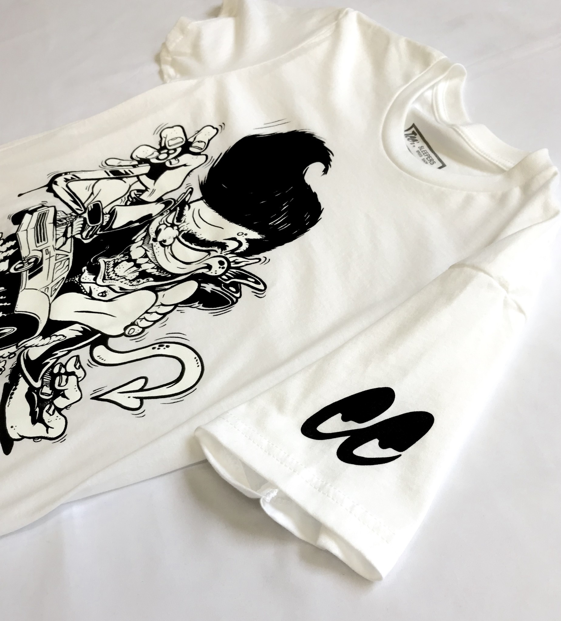 Dragstrip Riot tee shirt Sleepers x Oni motorworks - White