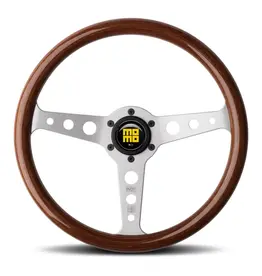 Momo Indy Steering Wheel 350 mm - Mahogany Wood/Brushed Spokes