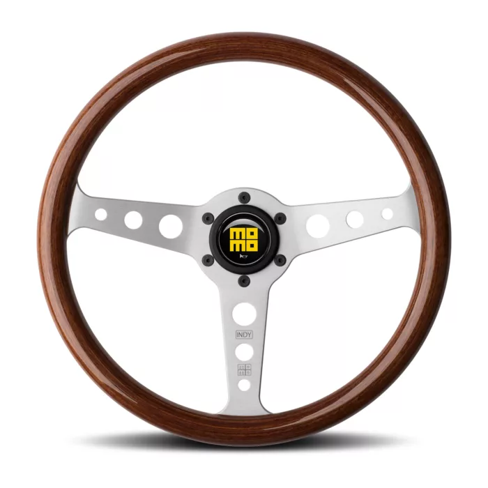 Momo Indy Steering Wheel 350 mm - Mahogany Wood/Brushed Spokes