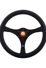 Momo 1968 Racing Heritage Steering Wheel 350 mm - Black Leather/White Stitch/Brushed Black Spokes