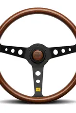 MOMO MOD07 350mm Wheel - Mahogany Wood w/ Black Anodized Aluminum Spokes & Heritage Momo Logo