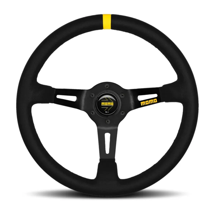 Momo MOD08 Steering Wheel 350 mm -  Black Leather/Black Spokes/1 Stripe