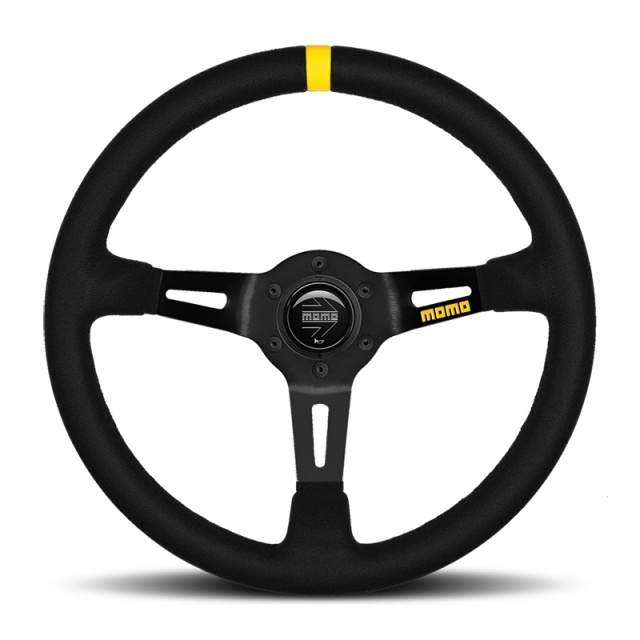 Momo MOD08 Steering Wheel 350 mm -  Black Suede/Black Spokes/1 Stripe