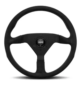 Momo Montecarlo Alcantara Steering Wheel 350 mm - Black/Black Stitch/Black Spokes