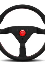 Momo Montecarlo Alcantara Steering Wheel 320 mm - Black/Red Stitch/Black Spokes