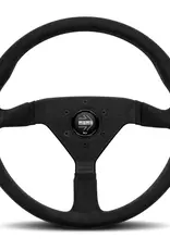 Momo Montecarlo Alcantara Steering Wheel 320 mm - Black/Black Stitch/Black Spokes