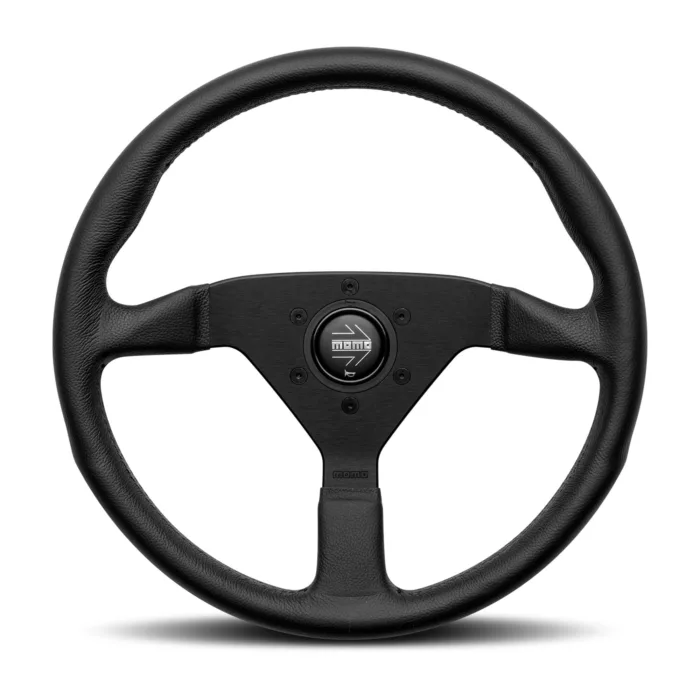 Momo Montecarlo Steering Wheel 350 mm - Black Leather/Black Stitch/Black Spokes